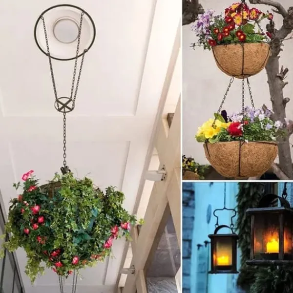Outlet 3-pak metalhængende kæder plantestøtte til fuglefoderautomater, lanterner og vindspil, stærke kroge til udendørs brug Krukker & Plantebeholdere