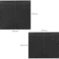 Tilbehør Til Brændeovne & Pejse^2-pak overtræk til brændestativ 174 cm, vandtæt 600D oxford, UV-beskyttelse, passer 176B x 163/175H cm, sort