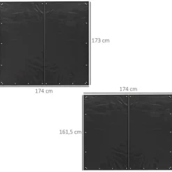 Tilbehør Til Brændeovne & Pejse^2-pak overtræk til brændestativ 174 cm, vandtæt 600D oxford, UV-beskyttelse, passer 176B x 163/175H cm, sort