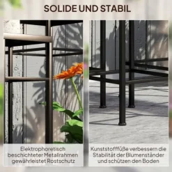 Plantestativer^3-pak plantestativer op til 71 cm, metal i tre størrelser – blå/hvid