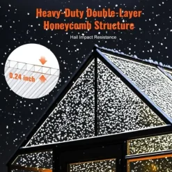 Drivhus^15-pak polycarbonat drivhuspaneler 2x4', 0,24'' tykkelse, UV-beskyttelse, holdbare tagplader til drivhus.