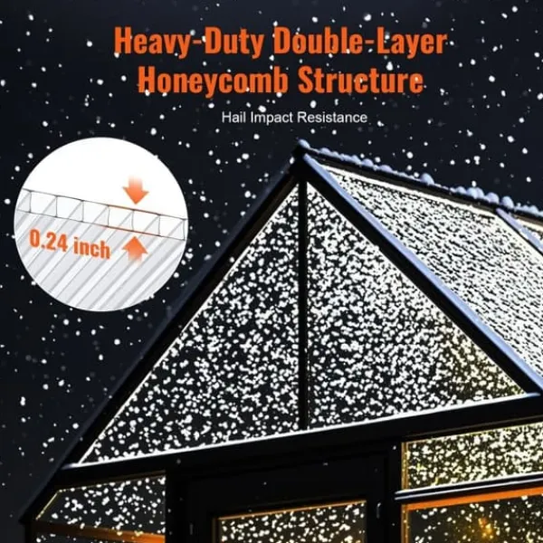 Drivhus^15-pak polycarbonat drivhuspaneler 2x4', 0,24'' tykkelse, UV-beskyttelse, holdbare tagplader til drivhus.