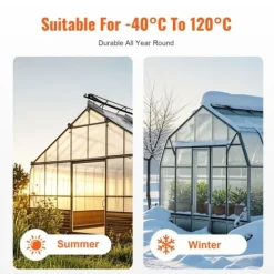 Drivhus^12-pak polycarbonat drivhuspaneler, 2' x 4', 0,24'' tykke tagplader, UV-beskyttelse, energibesparende, holdbare og lette.