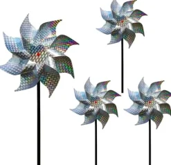 Til Fugle & Småvildt^4-pak Reflekterende Fugleskræmselsmøller 50 cm - Vinddrevet & Dekorativt | Naturligt fugleafvisende middel til have/altan