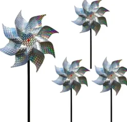 Til Fugle & Småvildt^4-pak Reflekterende Fugleskræmselsmøller 50 cm - Vinddrevet & Dekorativt | Naturligt fugleafvisende middel til have/altan