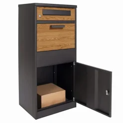 Best Pakke postkasse - 50x38x112 cm - stål - antracit trælook Postkasser & Brevindkast