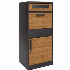 Best Pakke postkasse - 50x38x112 cm - stål - antracit trælook Postkasser & Brevindkast