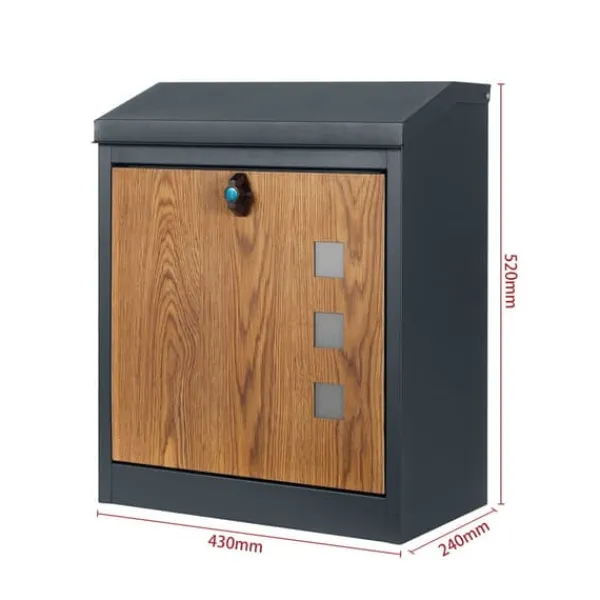 Viking Choice Postkasser & Brevindkast^Pakkepostkasse - 43x24x52 cm - metal - antracit, trælook