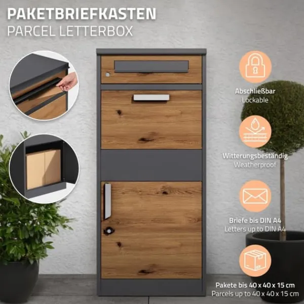 Ecd-Germany Postkasser & Brevindkast^Pakkepostkasse 50x112x37 cm antracit/eg-look fremstillet af galvaniseret stål ML-design