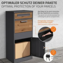Ecd-Germany Postkasser & Brevindkast^Pakkepostkasse 50x112x37 cm antracit/eg-look fremstillet af galvaniseret stål ML-design