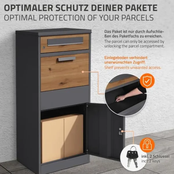 Ecd-Germany Postkasser & Brevindkast^Pakkepostkasse 50x112x37 cm antracit/eg-look fremstillet af galvaniseret stål ML-design