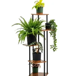 Plantestativer^PALACE metal stående blomsterstander - sort stander til 5 blomsterpotter