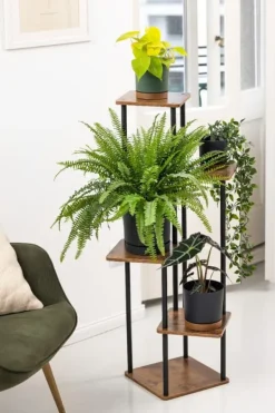 Plantestativer^PALACE metal stående blomsterstander - sort stander til 5 blomsterpotter
