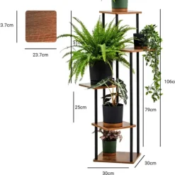 Plantestativer^PALACE metal stående blomsterstander - sort stander til 5 blomsterpotter