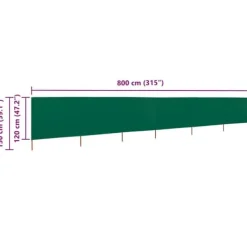 Vinddekoration^6-panels foldbart læsejl - UV-stof med træstænger | Farve: Grøn | Størrelse: 800x120 cm