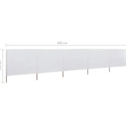 Vinddekoration^5-panels læsejl 600x120 cm stof sandhvid - Læsejl - Læskærm - Home & Living