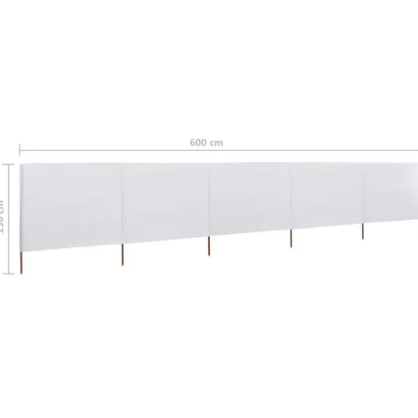 Vinddekoration^5-panels læsejl 600x120 cm stof sandhvid - Læsejl - Læskærm - Home & Living