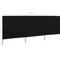 Outlet 3-panels læsejl 400x160 cm stof sort - Læsejl - Læskærm - Home & Living Vinddekoration