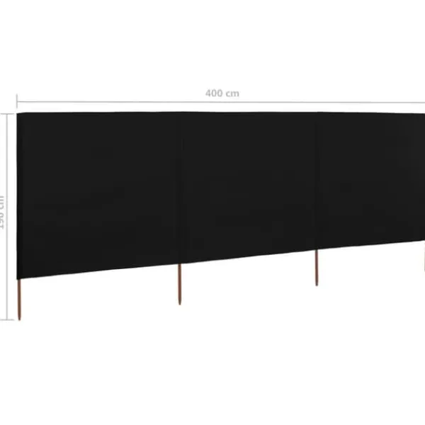 Outlet 3-panels læsejl 400x160 cm stof sort - Læsejl - Læskærm - Home & Living Vinddekoration