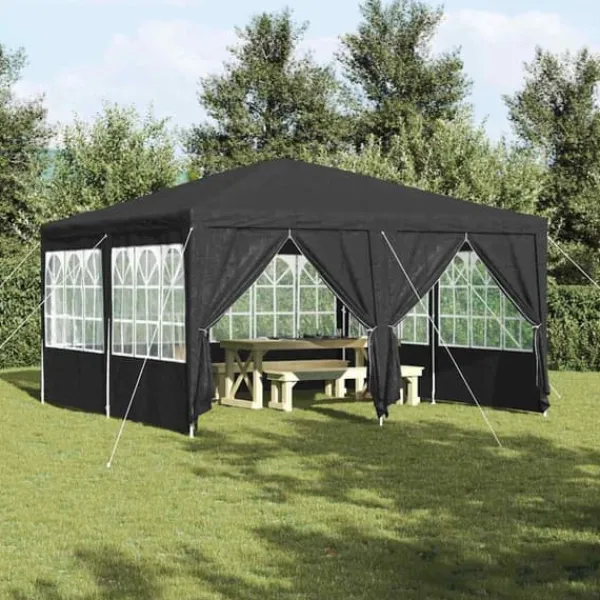 Telte & Lysthuse^Party Telt Anthracit & Hvid - Rummeligt 400x400 cm | Farve: Anthracit & Hvid | Størrelse: 400x400x266 cm