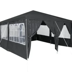 Telte & Lysthuse^Party Telt Anthracit & Hvid - Rummeligt 400x400 cm | Farve: Anthracit & Hvid | Størrelse: 400x400x266 cm