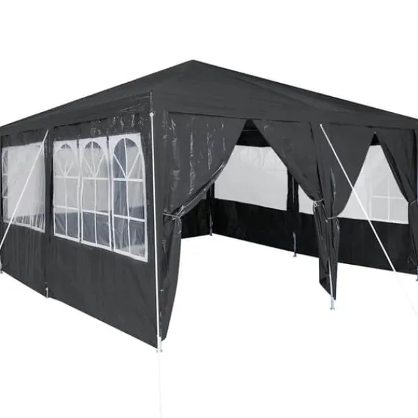 Telte & Lysthuse^Party Telt Anthracit & Hvid - Rummeligt 400x400 cm | Farve: Anthracit & Hvid | Størrelse: 400x400x266 cm