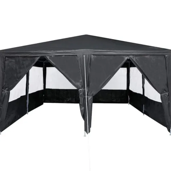Telte & Lysthuse^Party Telt Anthracit & Hvid - Rummeligt 400x400 cm | Farve: Anthracit & Hvid | Størrelse: 400x400x266 cm