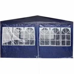 Telte & Lysthuse^Party Tent - Utendørs Festtelt i Polyester og Stål | Farve: Blå og Hvid | Størrelse: 800x400x266 cm