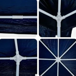 Telte & Lysthuse^Party Tent - Utendørs Festtelt i Polyester og Stål | Farve: Blå og Hvid | Størrelse: 800x400x266 cm