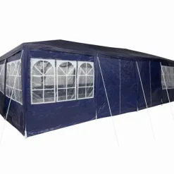 Telte & Lysthuse^Party Tent - Utendørs Festtelt i Polyester og Stål | Farve: Blå og Hvid | Størrelse: 800x400x266 cm