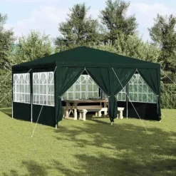 Clearance Party Tent Grøn og Hvid - Rummeligt Festtelt til Udendørs Arrangements | Størrelse: 400x400x266 cm Telte & Lysthuse