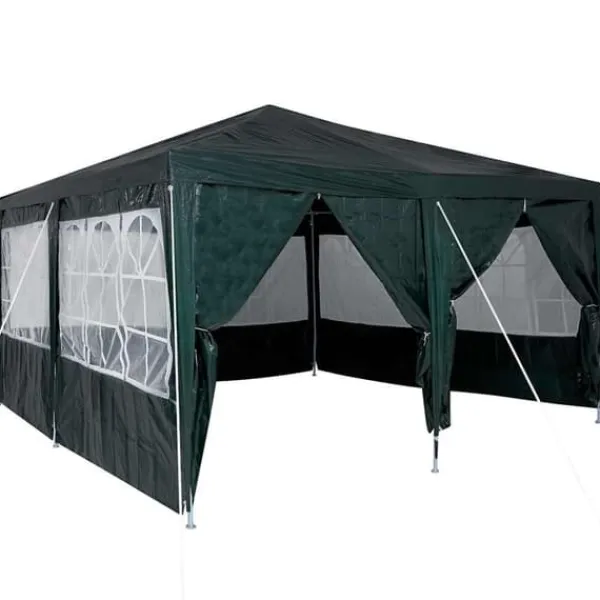 Clearance Party Tent Grøn og Hvid - Rummeligt Festtelt til Udendørs Arrangements | Størrelse: 400x400x266 cm Telte & Lysthuse