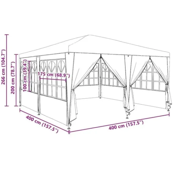 Clearance Party Tent Grøn og Hvid - Rummeligt Festtelt til Udendørs Arrangements | Størrelse: 400x400x266 cm Telte & Lysthuse