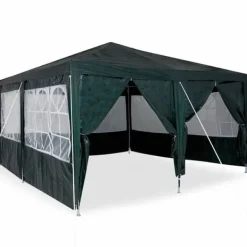 Clearance Party Tent Grøn og Hvid - Rummeligt Festtelt til Udendørs Arrangements | Størrelse: 400x400x266 cm Telte & Lysthuse