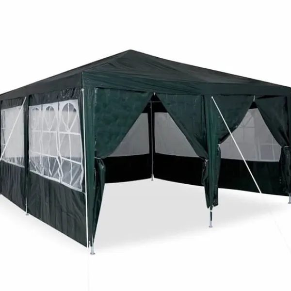 Clearance Party Tent Grøn og Hvid - Rummeligt Festtelt til Udendørs Arrangements | Størrelse: 400x400x266 cm Telte & Lysthuse