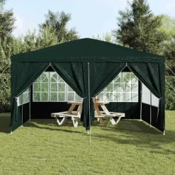 Clearance Party Tent Grøn og Hvid - Rummeligt Festtelt til Udendørs Arrangements | Størrelse: 400x400x266 cm Telte & Lysthuse