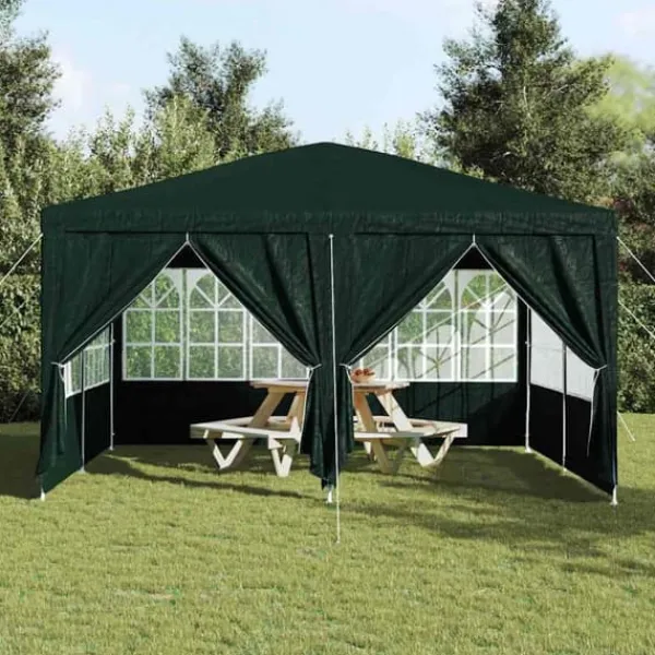 Clearance Party Tent Grøn og Hvid - Rummeligt Festtelt til Udendørs Arrangements | Størrelse: 400x400x266 cm Telte & Lysthuse