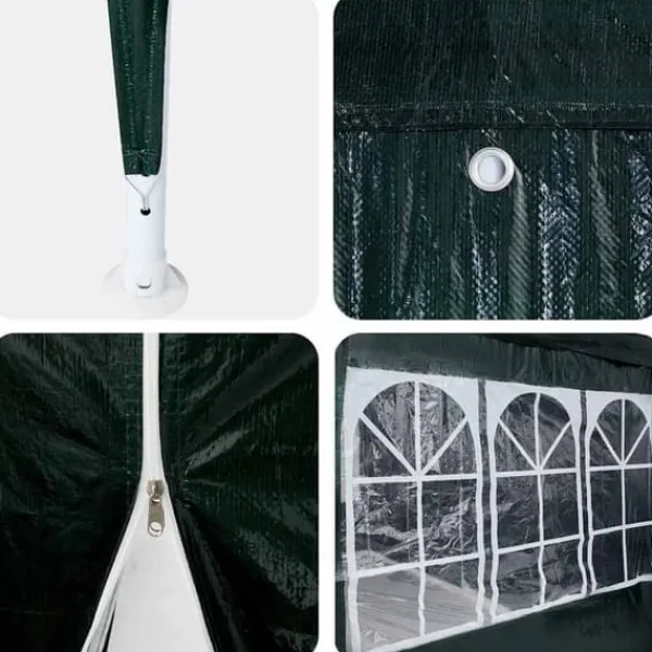 Clearance Party Tent Grøn og Hvid - Rummeligt Festtelt til Udendørs Arrangements | Størrelse: 400x400x266 cm Telte & Lysthuse