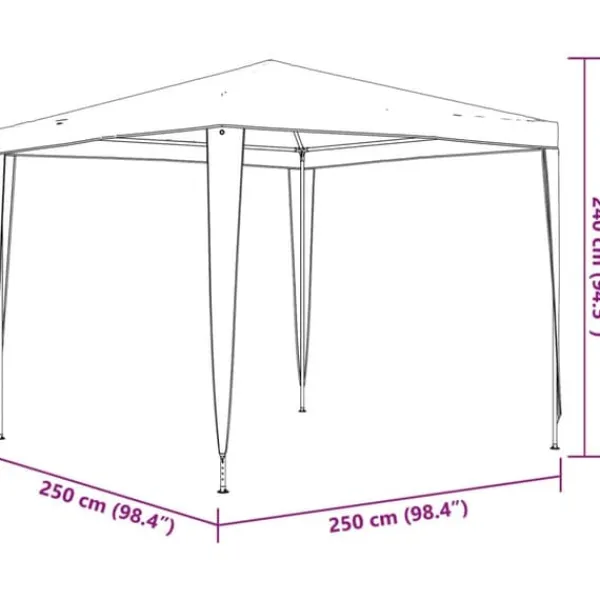 Telte & Lysthuse^Partytält 2,5x2,5 m - UV- och vattenbeständigt utomhustält | Färg: Blå | Storlek: 2,5x2,5 m