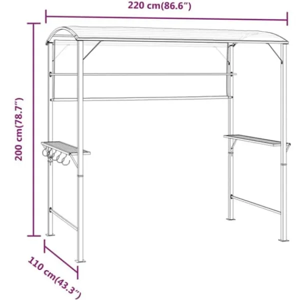 Telte & Lysthuse^Paviljong med tak för utomhusevenemang - Robust och vattentålig | Färg: Antracit | Storlek: 220x110x200 cm