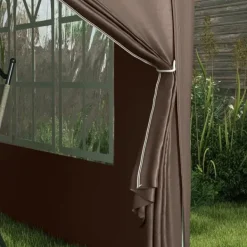 Telte & Lysthuse^Pavillon ca. 3x3 m pop-up, vandafvisende, vintertålelig, UV-beskyttelse 50+, 4 sidevægge & taske, kaffebrun