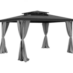 Online Pavillon Gardiner, 283x340x203.5 cm, Grå, Polyester Telte & Lysthuse