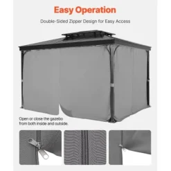 Online Pavillon Gardiner, 283x340x203.5 cm, Grå, Polyester Telte & Lysthuse