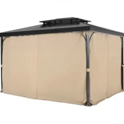 Clearance Pavillon Gardiner, 340x283x203 cm, Khaki, Vandtæt Polyester Telte & Lysthuse