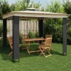 Telte & Lysthuse^Pavillon med dobbelt tag - Stål | Farve: Creme | Størrelse: 2,94x2,94 m