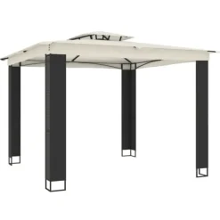 Telte & Lysthuse^Pavillon med dobbelt tag - Stål | Farve: Creme | Størrelse: 2,94x2,94 m