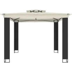 Telte & Lysthuse^Pavillon med dobbelt tag - Stål | Farve: Creme | Størrelse: 2,94x2,94 m