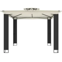 Telte & Lysthuse^Pavillon med dobbelt tag - Stål | Farve: Creme | Størrelse: 2,94x2,94 m