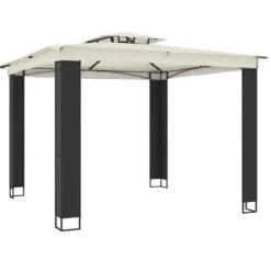 Telte & Lysthuse^Pavillon med dobbelt tag - Stål | Farve: Creme | Størrelse: 2,94x2,94 m