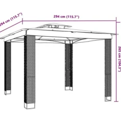 Telte & Lysthuse^Pavillon med dobbelt tag - Stål | Farve: Creme | Størrelse: 2,94x2,94 m